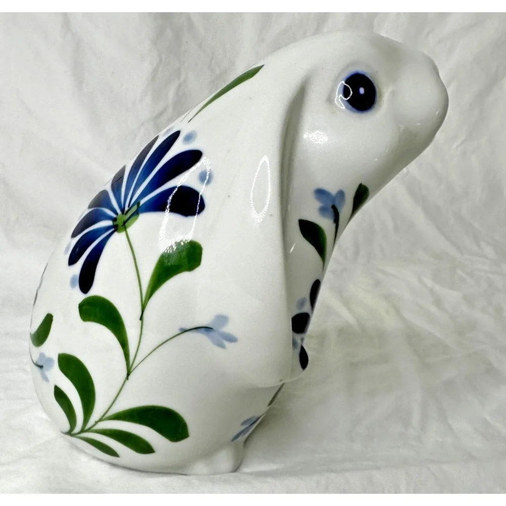 Dansk Int'l Vintage Ceramic Sage Song Collection Rabbit Figurine Blue Floral
